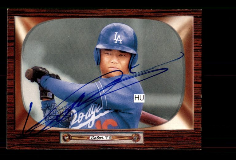 Signed Baseball Card Auto Chin-Lung Hu 2004 Bowman Heritage #301 Dodgers