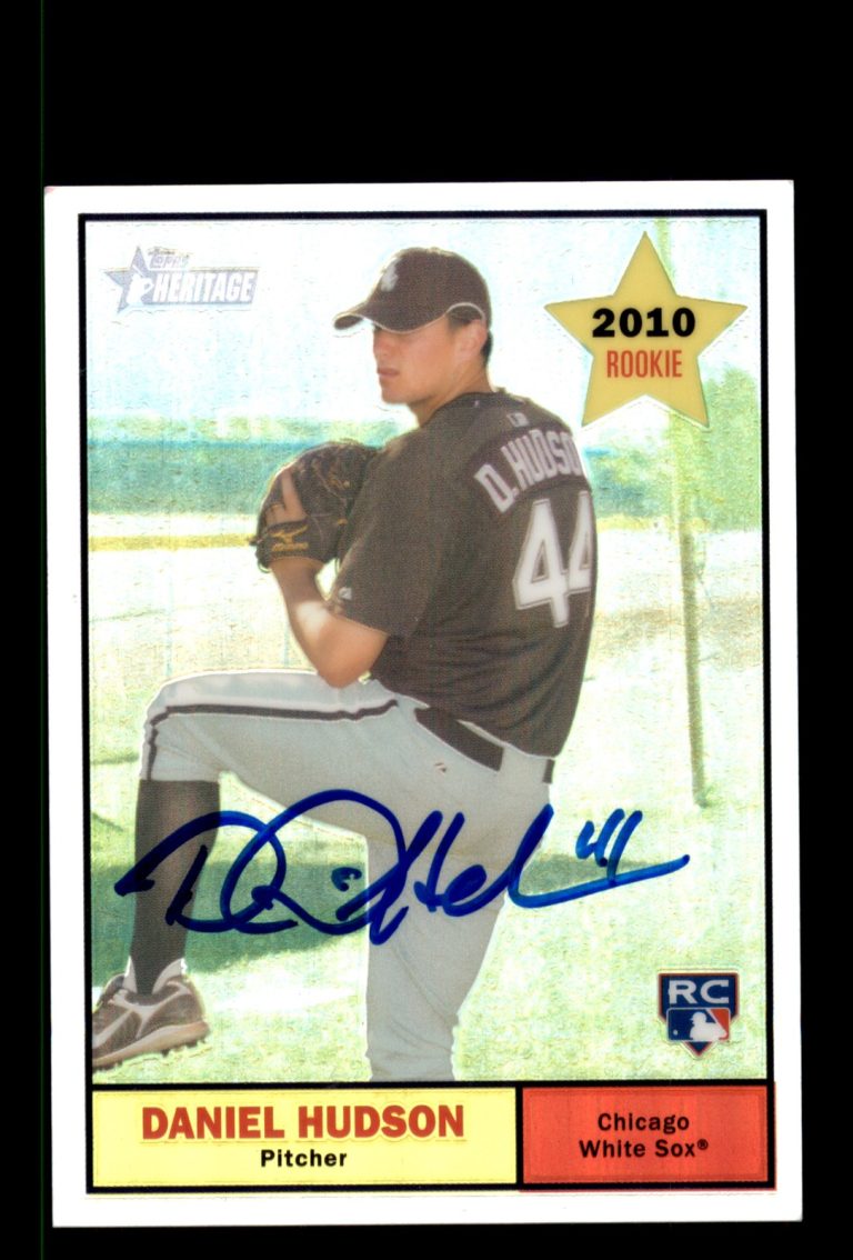 Signed Baseball Card Auto Daniel Hudson 2010 Topps Heritage #124 White Sox