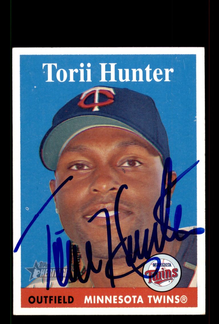 Signed Baseball Card Auto Torii Hunter 2007 Topps Heritage #404 Minnesota Twins