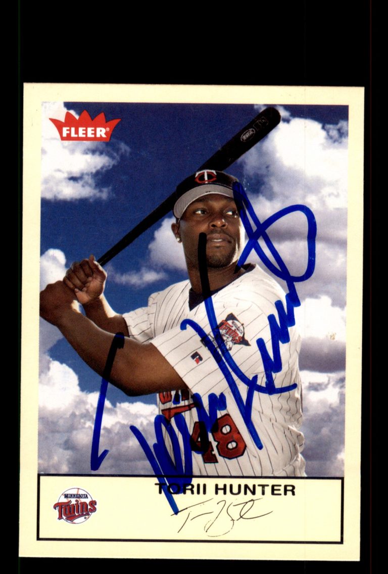 Signed Baseball Card Auto Torii Hunter 2005 Fleer Tradition #115 Minnesota Twins