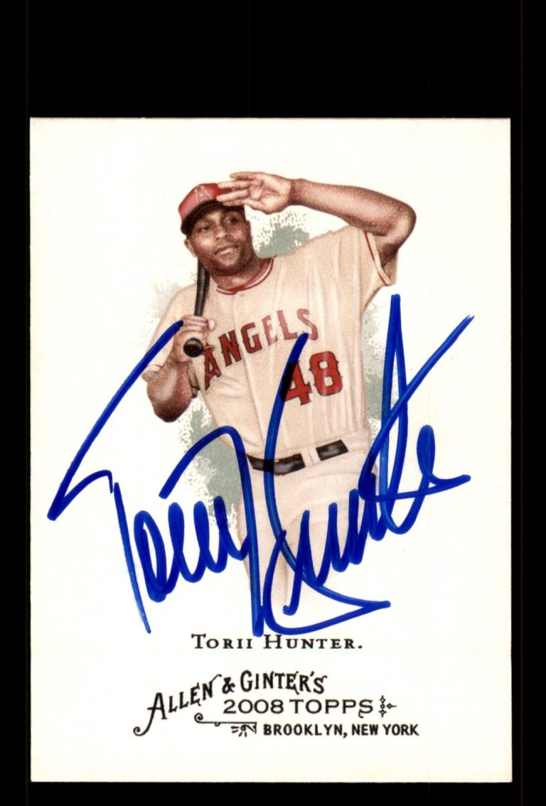 Signed Baseball Card Auto Torii Hunter 2008 Topps Allen & Ginter #294 Angels