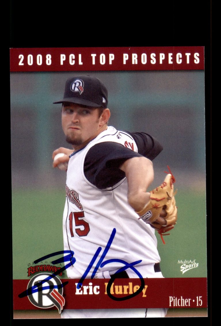 Signed Baseball Card Auto Eric Hurley 2008 Pacific Coast League Top Prospects