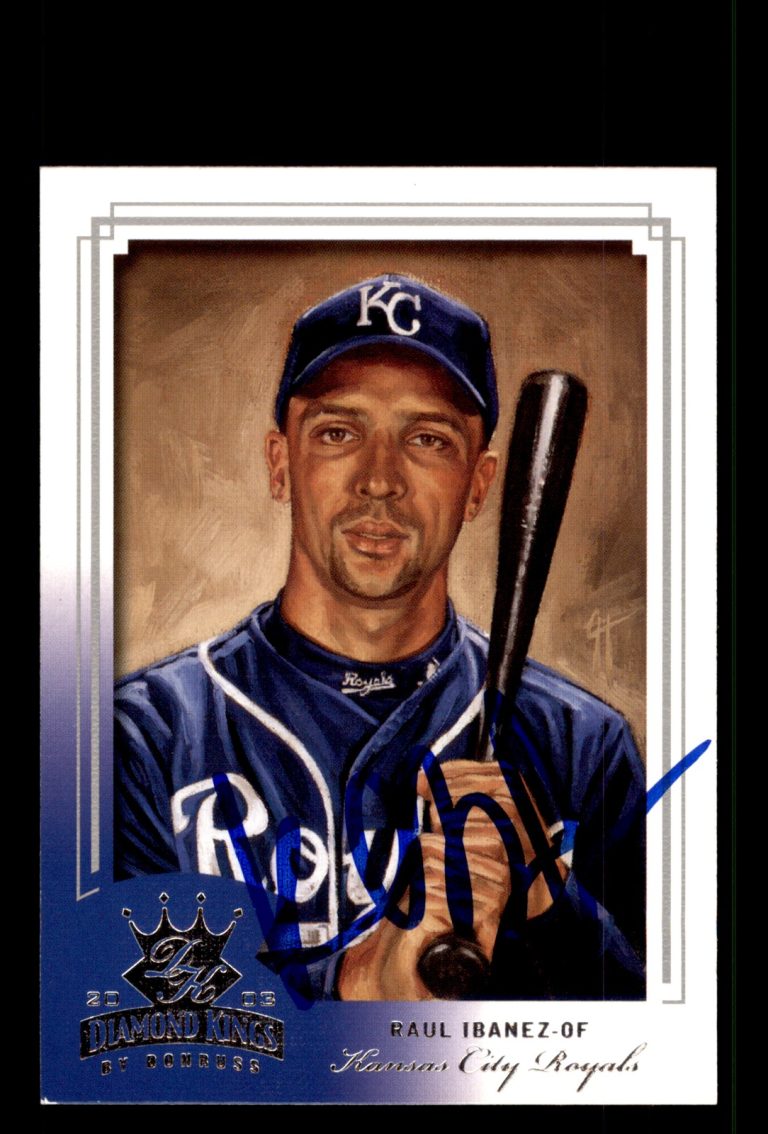 Signed Baseball Card Auto Raul Ibanez 2003 Donruss Diamond Kings #32 Royals