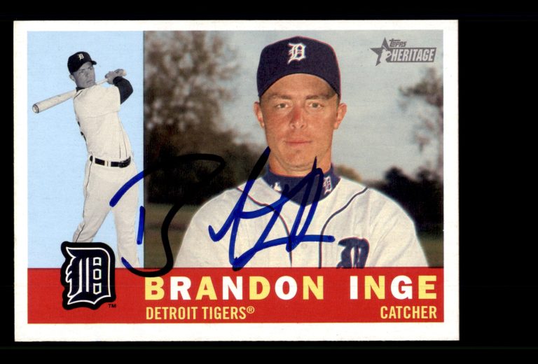 Signed Baseball Card Auto Brandon Inge 2009 Topps Heritage #6 Detroit Tigers