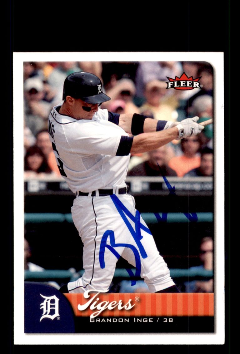 Signed Baseball Card Auto Brandon Inge 2007 Fleer #221 Detroit Tigers