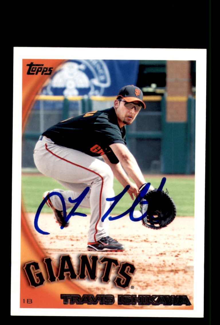 Signed Baseball Card Auto Travis Ishikawa 2010 Topps #493 San Francisco Giants