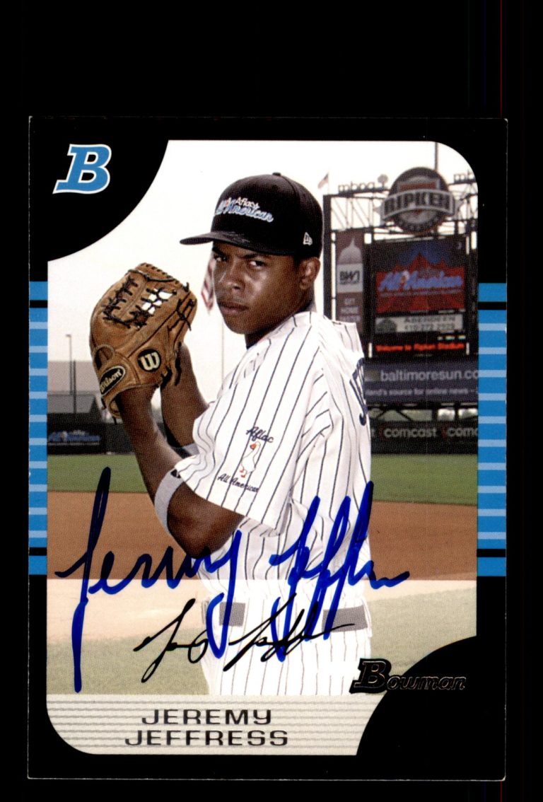 Signed Baseball Card Auto Jeremy Jeffress 2005 Bowman Draft #AFL4