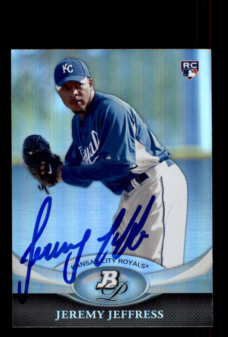 Signed Baseball Card Auto Jeremy Jeffress 2011 Bowman Platinum #44 Royals