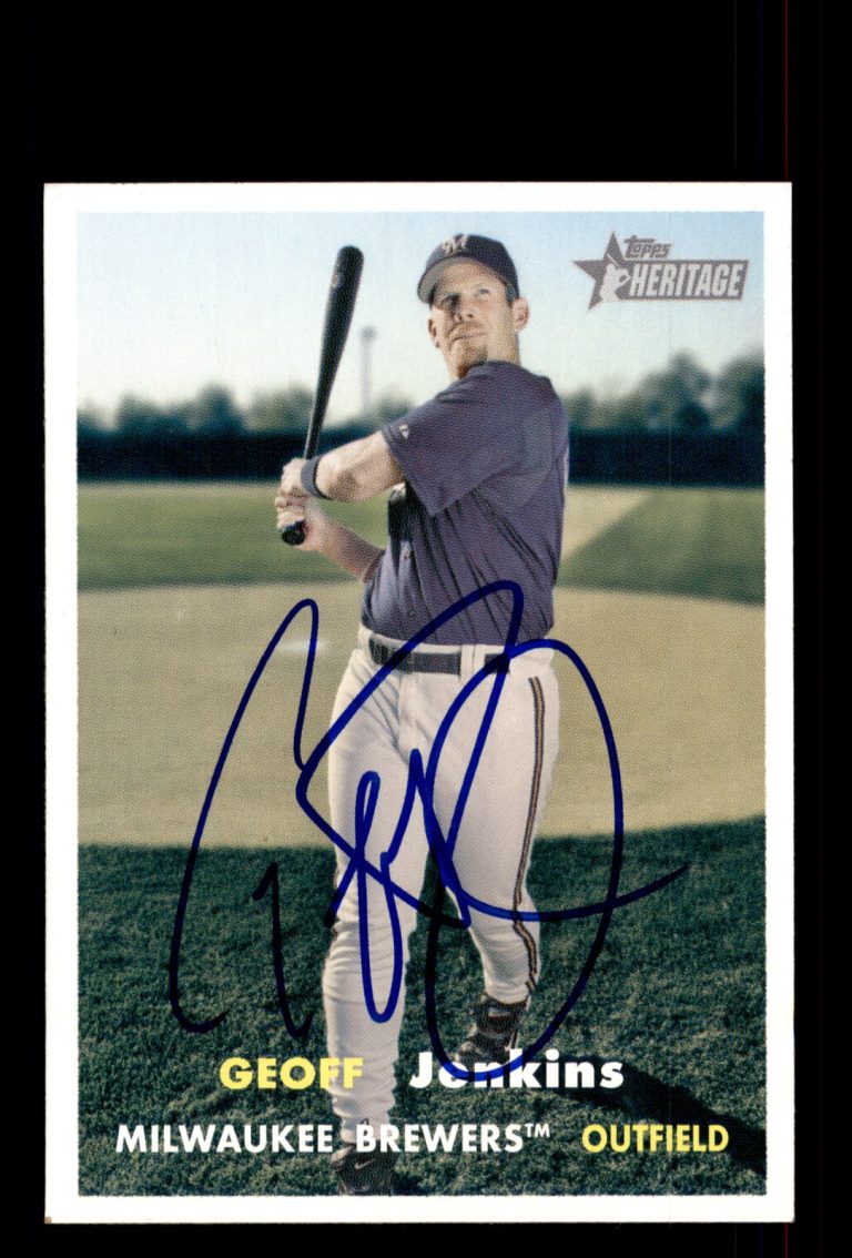 Signed Baseball Card Auto Geoff Jenkins 2006 Topps Heritage #278 Brewers