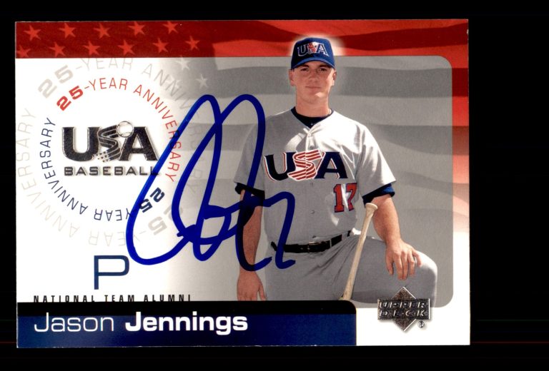 Signed Baseball Card Auto Jason Jennings 2004 Upper Deck USA #USA-91