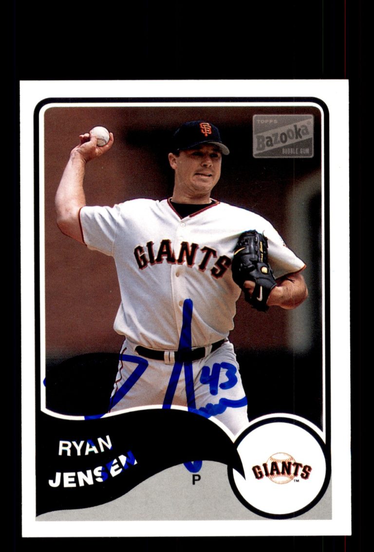 Signed Baseball Card Auto Ryan Jensen 2003 Bazooka #109 San Francisco Giants