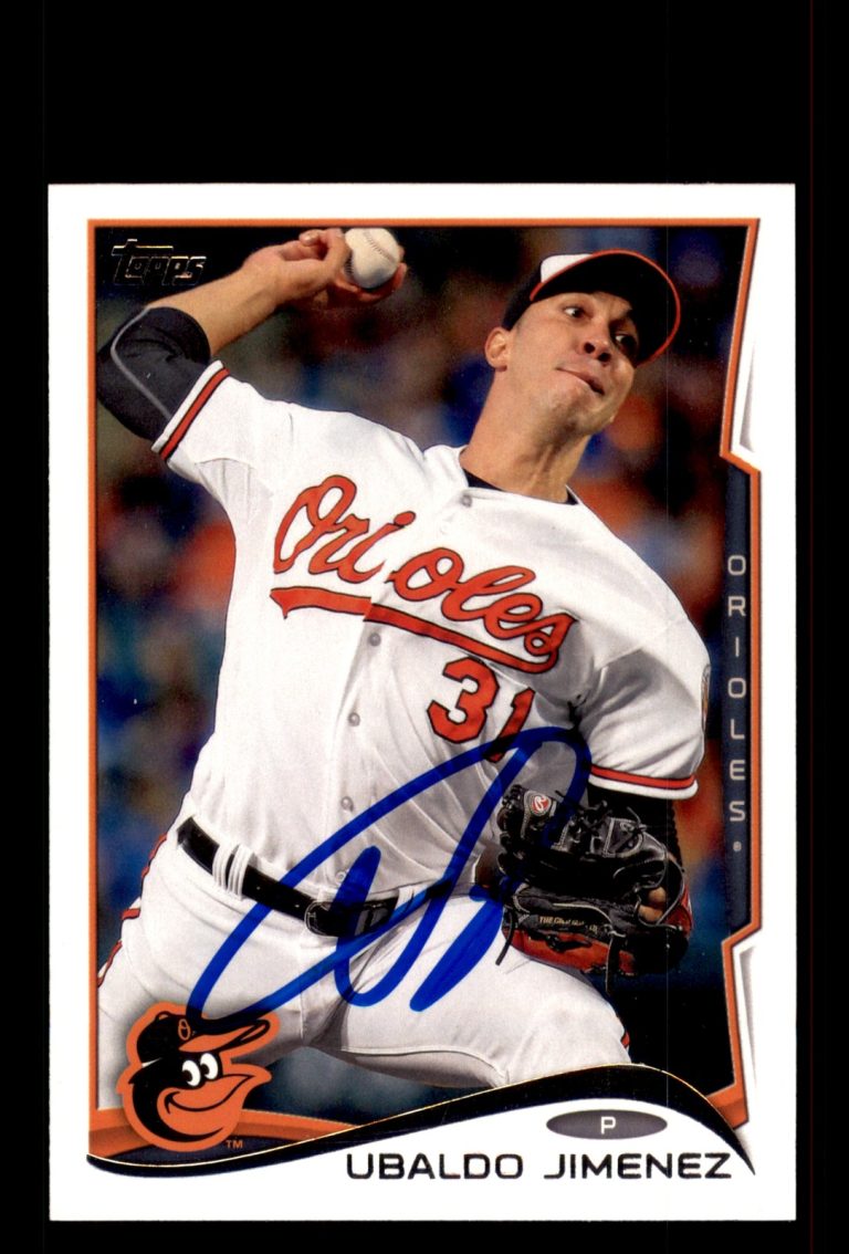 Signed Baseball Card Auto Ubaldo Jimenez 2014 Topps Update #US-23 Orioles