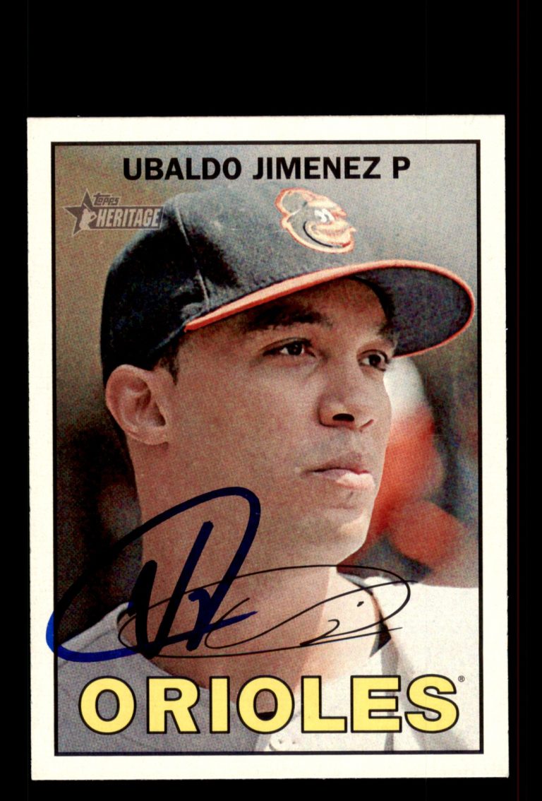 Signed Baseball Card Auto Ubaldo Jimenez 2016 Topps Heritage #209 Orioles