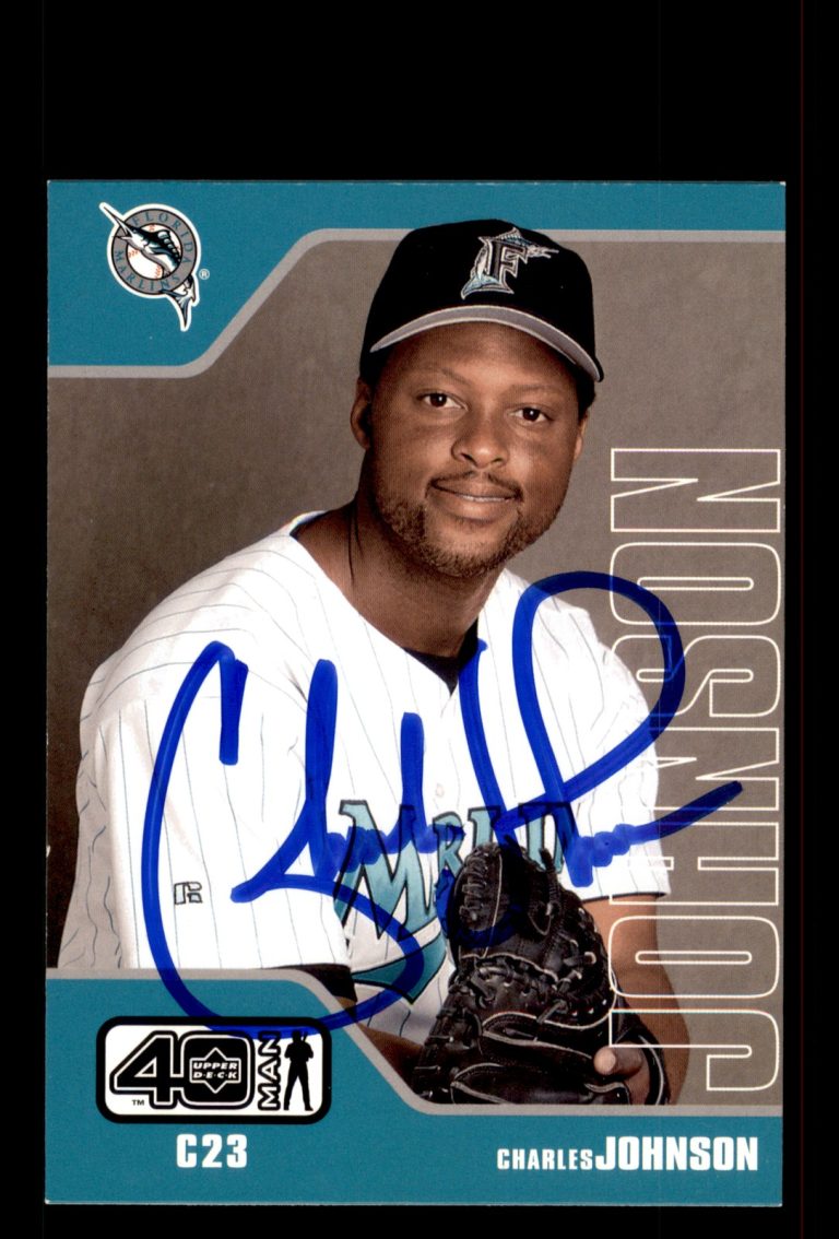 Signed Baseball Card Auto Charles Johnson 2002 Upper Deck 40-Man #777 Marlins