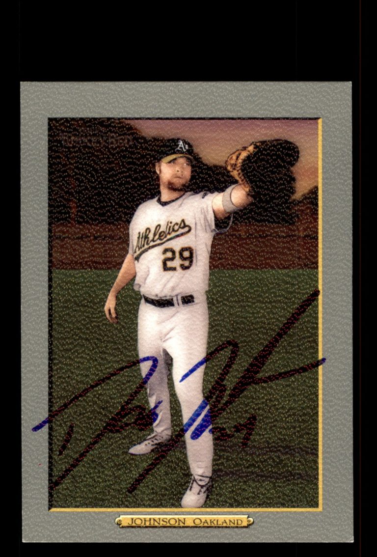 Signed Baseball Card Auto Dan Johnson 2006 Topps Turkey Red #507 A's