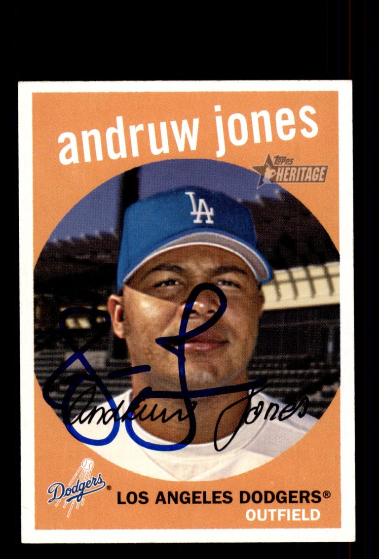 Signed Baseball Card Auto Andruw Jones 2008 Topps Heritage #230 Dodgers