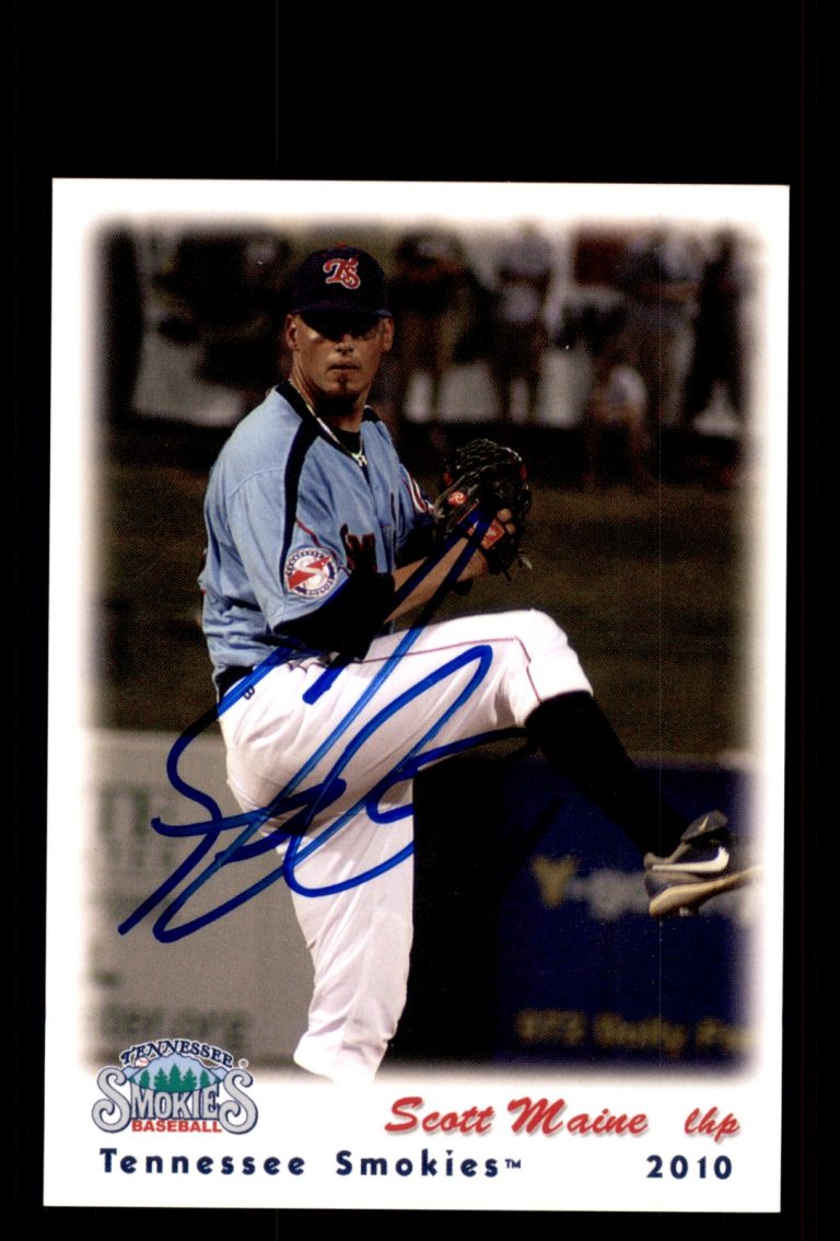 Signed Baseball Card Auto Scott Maine 2010 Grandstand Tennessee Smokies