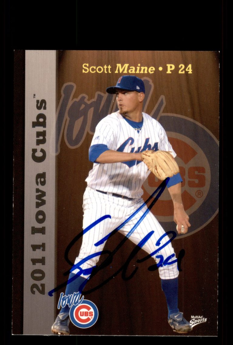 Signed Baseball Card Auto Scott Maine 2011 MultiAd Iowa Cubs