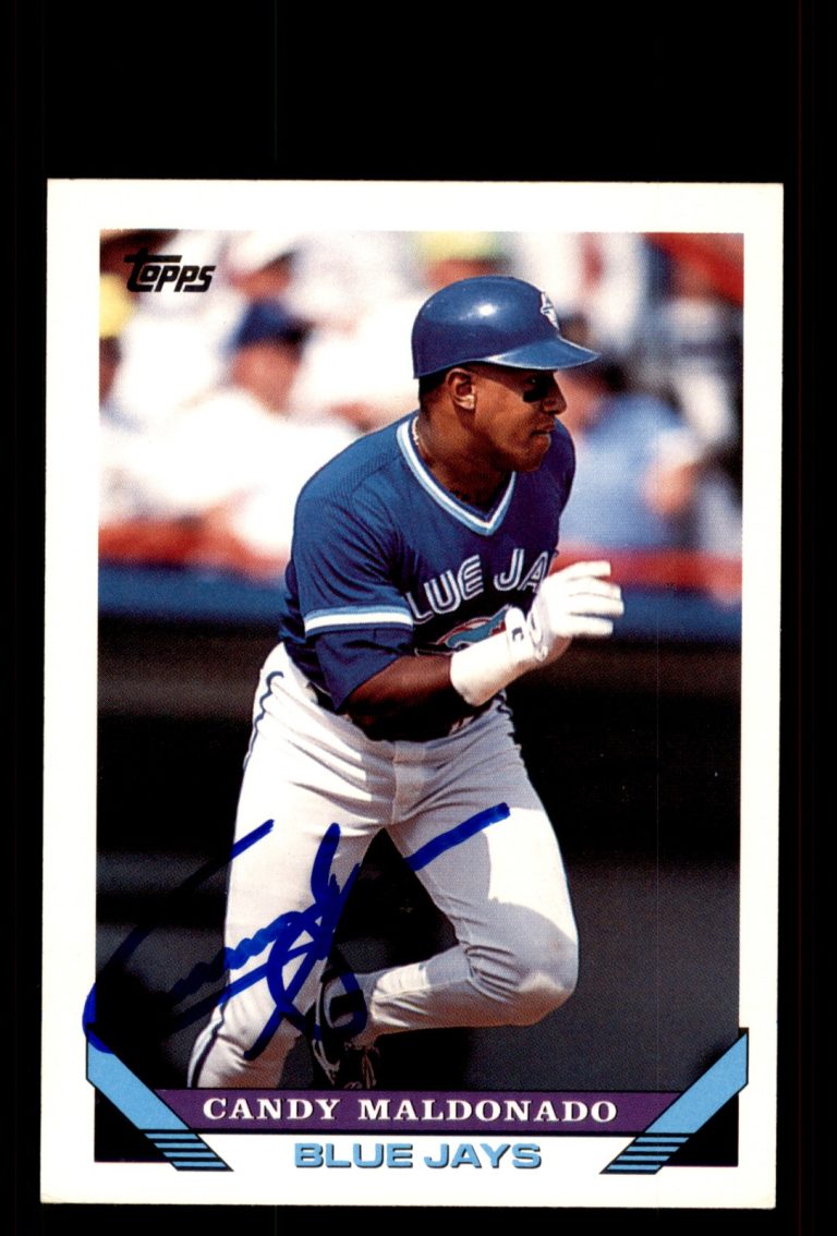 Signed Baseball Card Auto Candy Maldonado 1993 Topps #213 Toronto Blue Jays