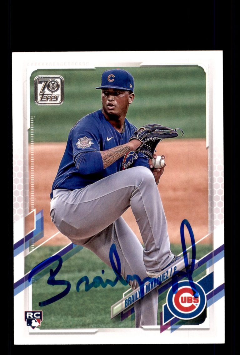Signed Baseball Card Auto Brailyn Marquez 2021 Topps #404 Chicago Cubs