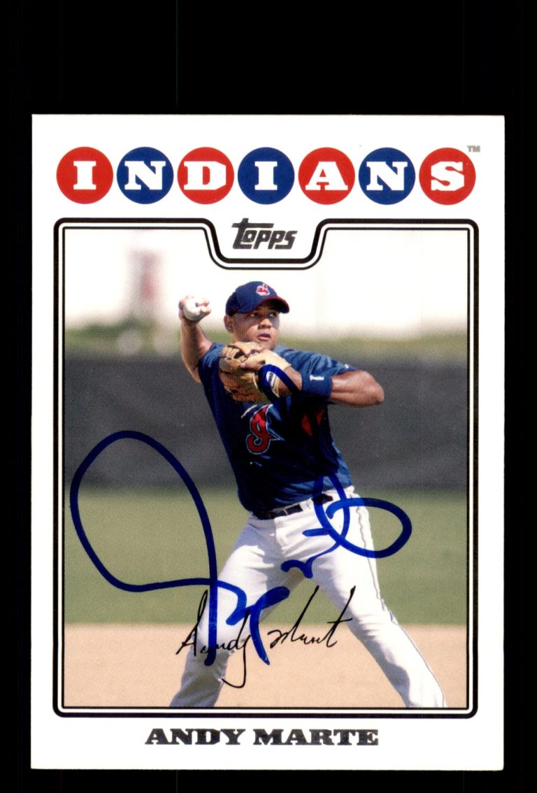 Signed Baseball Card Auto Andy Marte 2008 Topps #645 Cleveland Indians