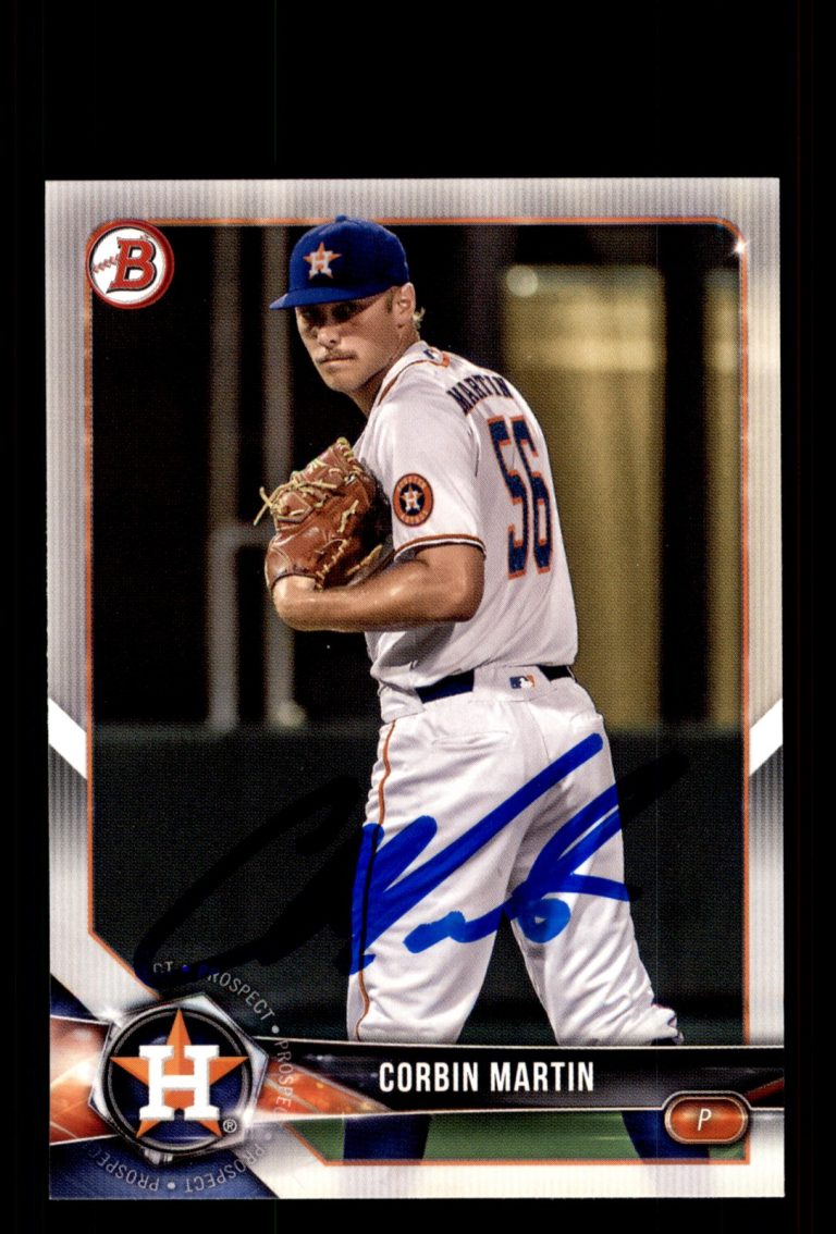 Signed Baseball Card Auto Corbin Martin 2018 Bowman Draft #BD-119 Houston Astros