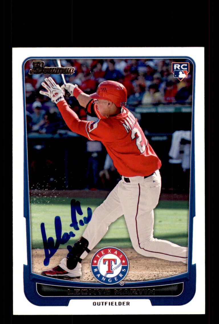 Signed Baseball Card Auto Leonys Martin 2012 Bowman #203 Texas Rangers