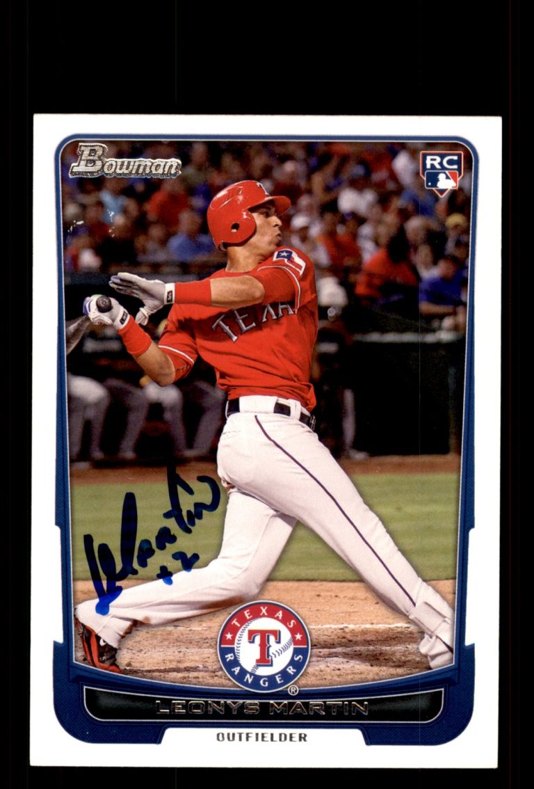 Signed Baseball Card Auto Leonys Martin 2012 Bowman #38 Texas Rangers
