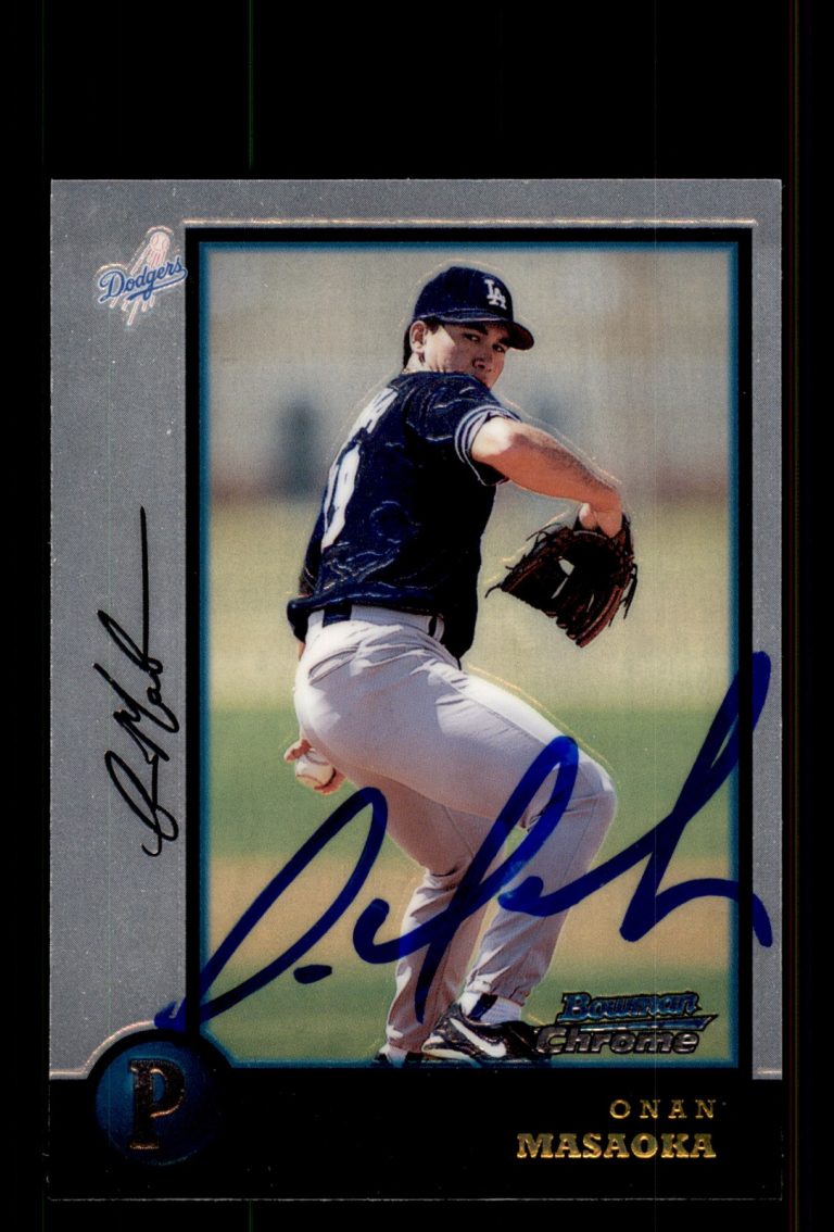 Signed Baseball Card Auto Onan Masaoka 1998 Bowman Chrome #388 Dodgers