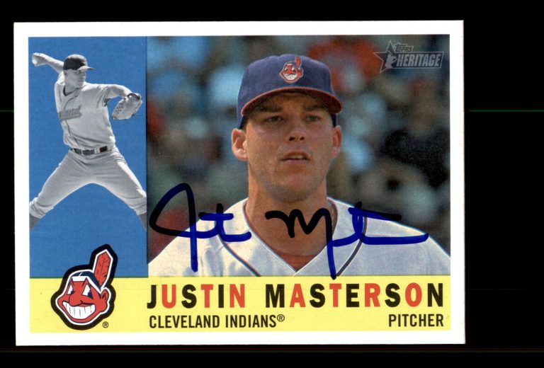 Signed Baseball Card Auto Justin Masterson 2009 Topps Heritage #619 Indians