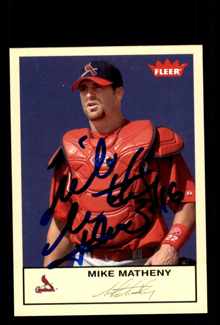 Signed Baseball Card Auto Mike Matheny 2005 Fleer Tradition #57 Cardinals