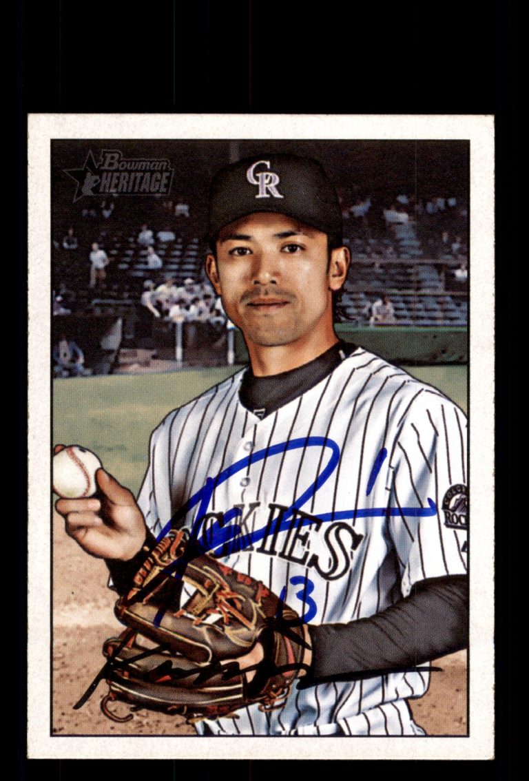 Signed Baseball Card Auto Kazuo Matsui 2007 Bowman Heritage #174 Rockies
