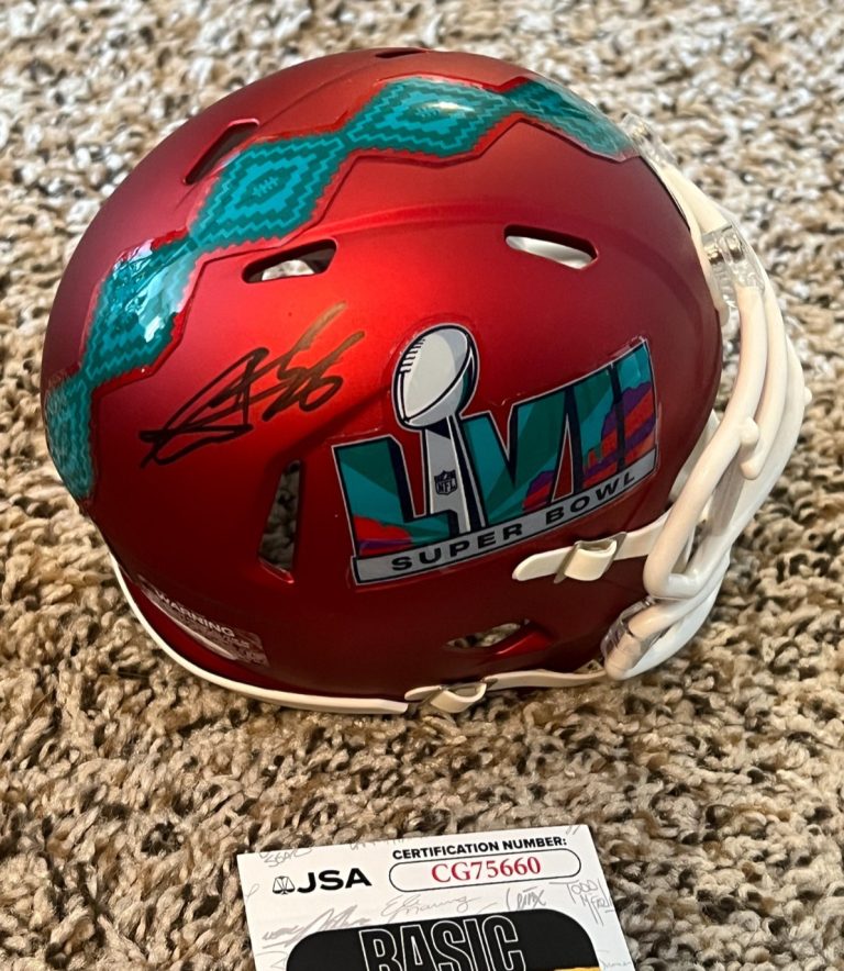 GEORGE KARLAFTIS SIGNED FOOTBALL MINI HELMET KANSAS CITY CHIEFS SUPER BOWL JSA