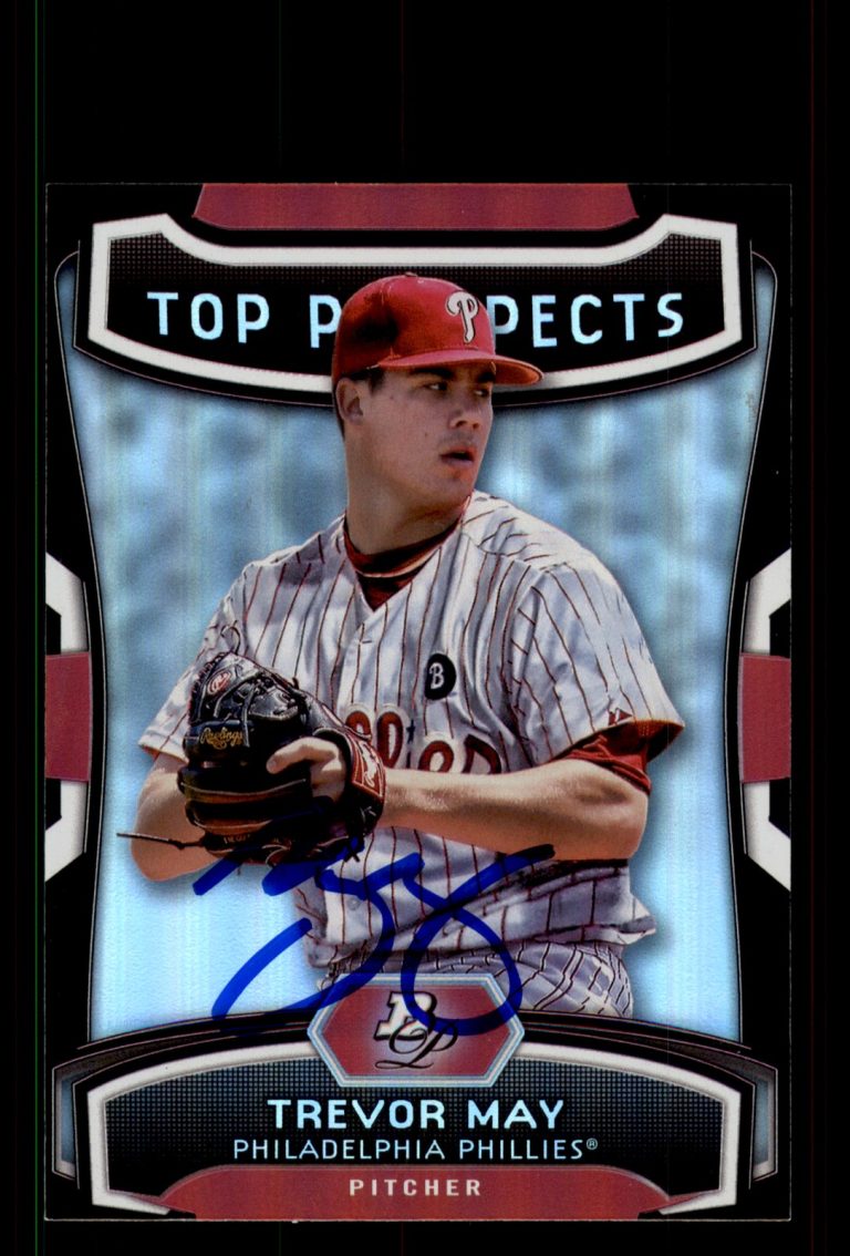 Signed Baseball Card Auto Trevor May 2012 Bowman Platinum #TP-TM Phillies