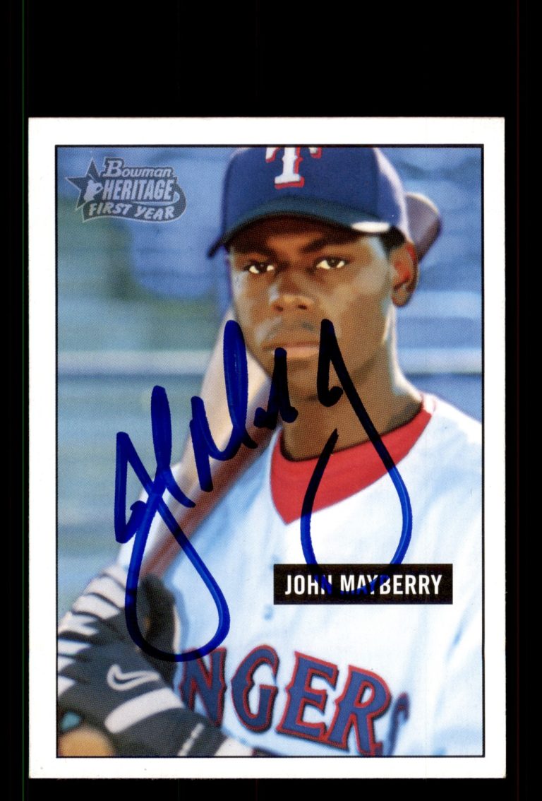 Signed Baseball Card Auto John Mayberry 2005 Bowman Heritage #332 Texas Rangers