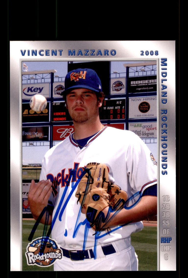 Signed Baseball Card Auto Vincent Mazzaro 2008 Choice Midland RockHounds