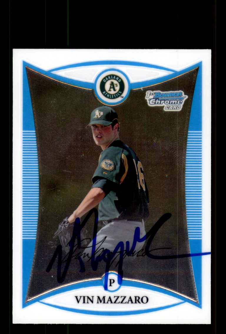 Signed Baseball Card Auto Vin Mazzaro 2008 Bowman Chrome #BCP160 Oakland A's