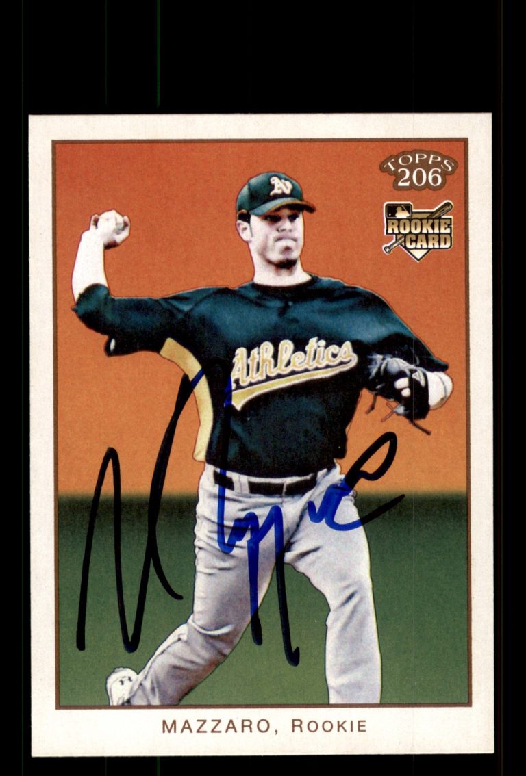 Signed Baseball Card Auto Vin Mazzaro 2009 Topps 206 #215 Oakland Athletics