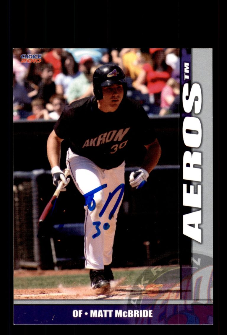 Signed Baseball Card Auto Matt McBride 2010 Choice Akron Aeros