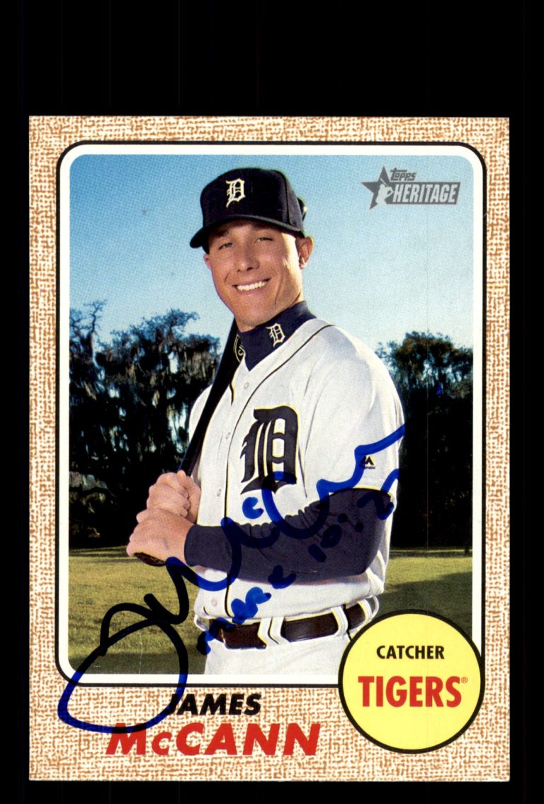 Signed Baseball Card Auto James McCann 2017 Topps Heritage #242 Detroit Tigers