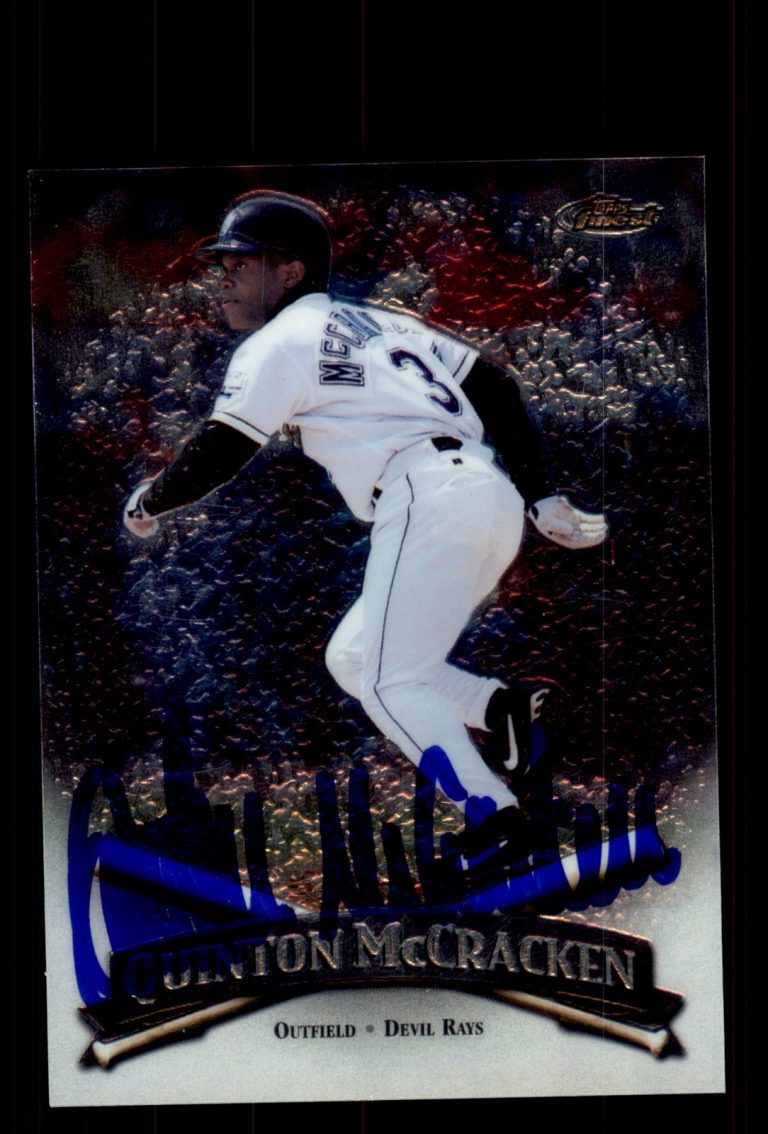 Signed Baseball Card Auto Quinton McCracken 1998 Topps Finest #222 Devil Rays