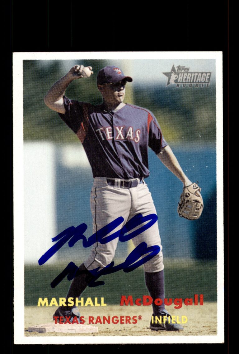Signed Baseball Card Auto Marshall McDougall 2006 Topps Heritage #389 Rangers