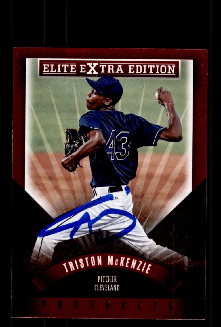 Signed Baseball Card Auto Triston McKenzie 2015 Panini Elite #43 Indians