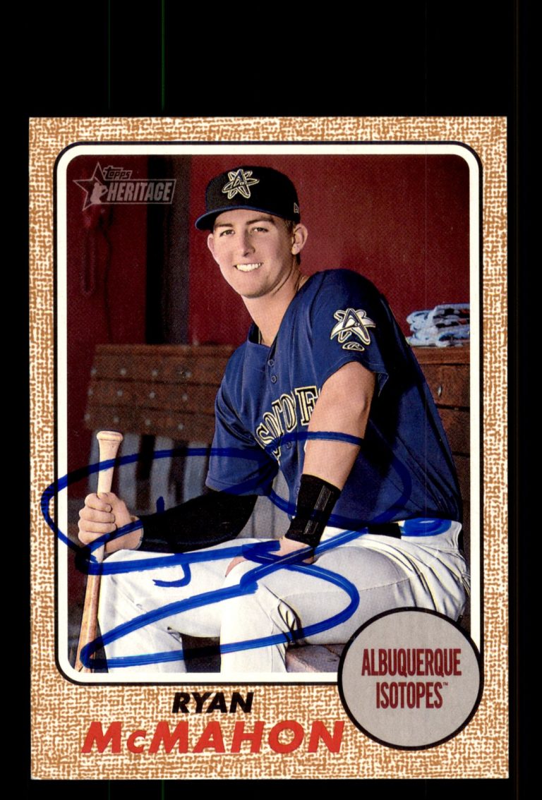 Signed Baseball Card Auto Ryan McMahon 2017 Topps Heritage Minor #147