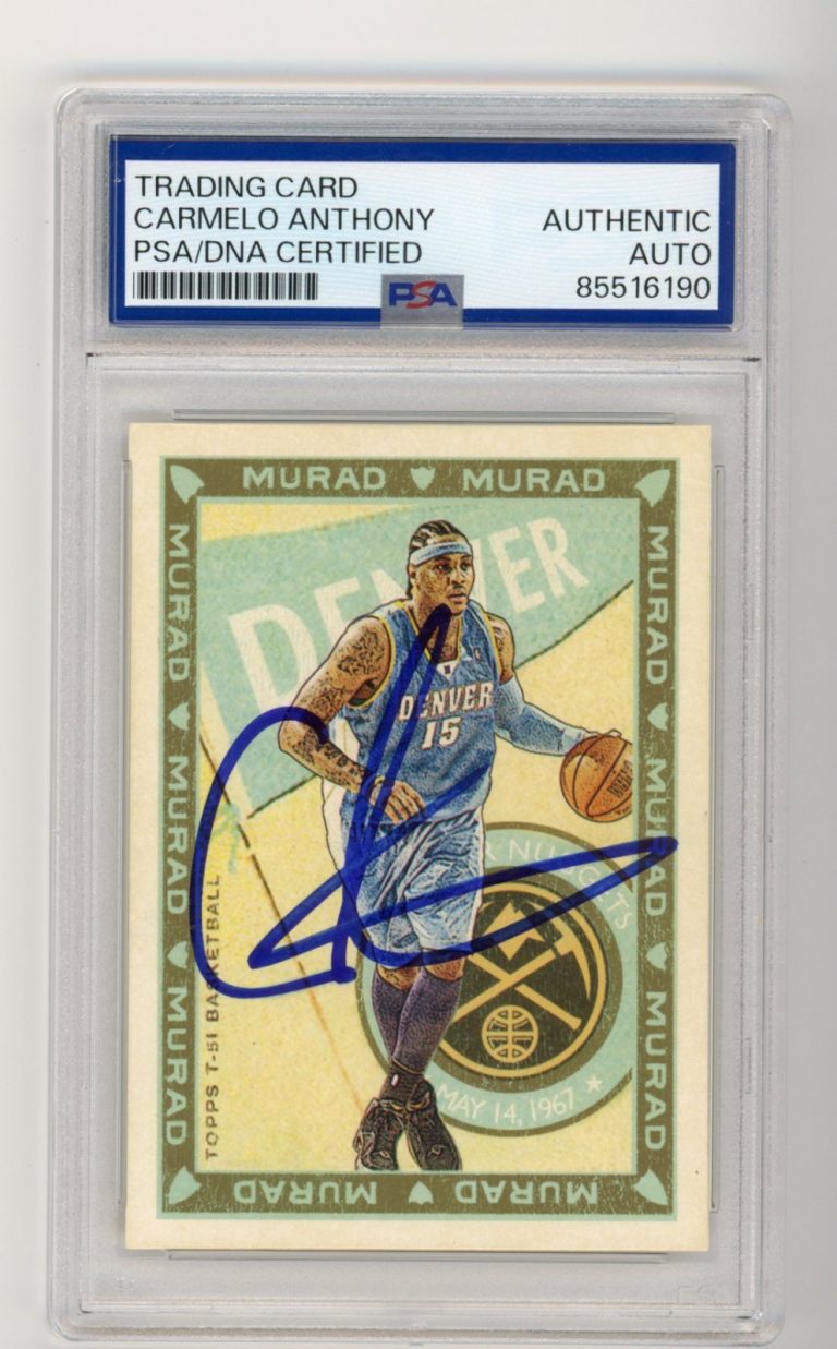CARMELO ANTHONY SIGNED BASKETBALL CARD 2008-09 TOPPS MURAD NUGGETS AUTO PSA/DNA