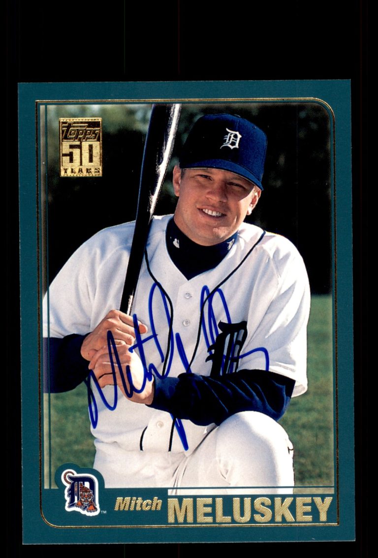 Signed Baseball Card Auto Mitch Meluskey 2001 Topps #673 Detroit Tigers