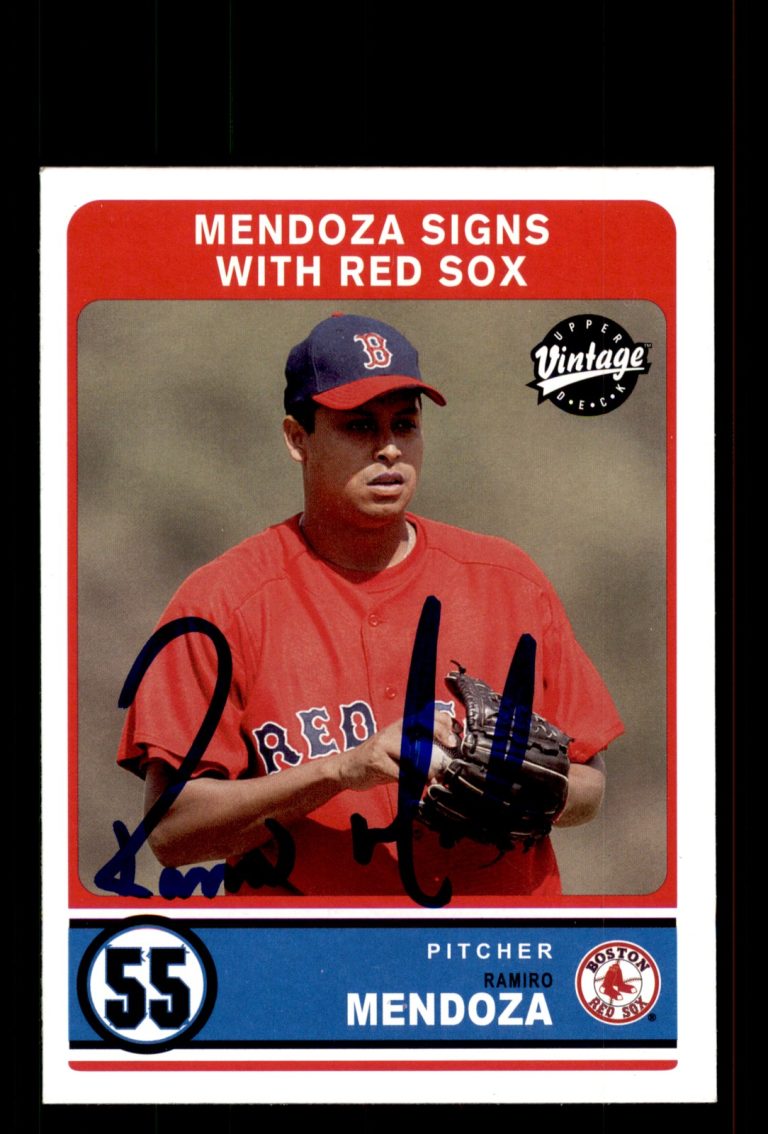 Signed Baseball Card Auto Ramiro Mendoza 2003 Upper Deck Vintage #324 Red Sox
