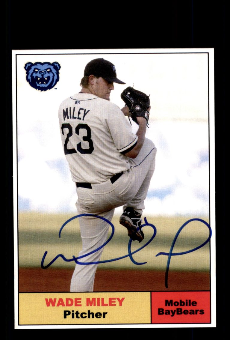 Signed Baseball Card Auto Wade Miley 2010 Mobile BayBears