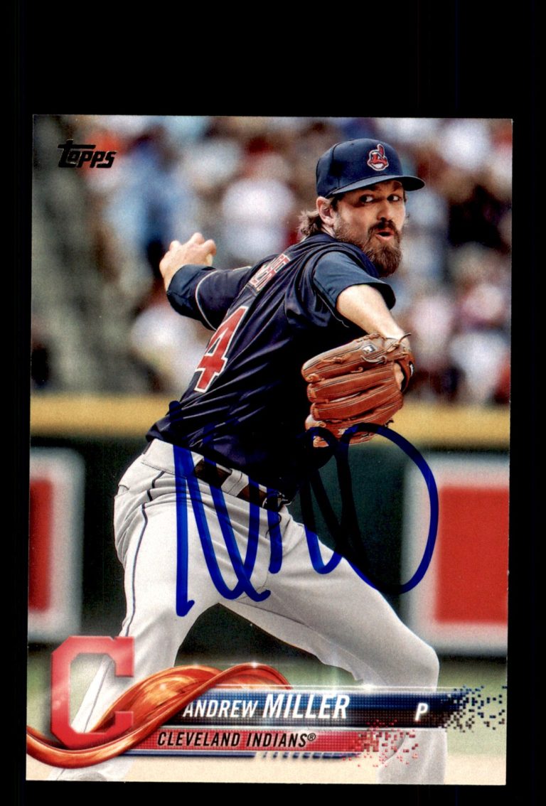 Signed Baseball Card Auto Andrew Miller 2018 Topps #75 Cleveland Indians