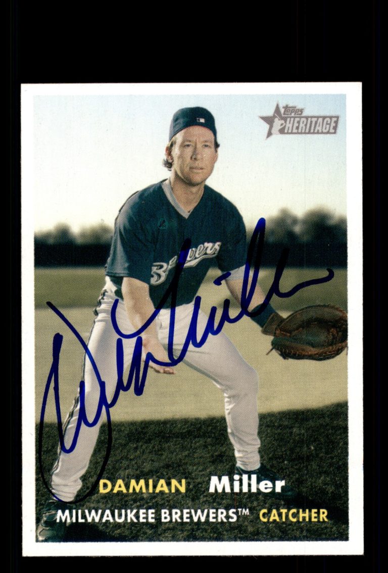 Signed Baseball Card Auto Damian Miller 2006 Topps Heritage #222 Brewers